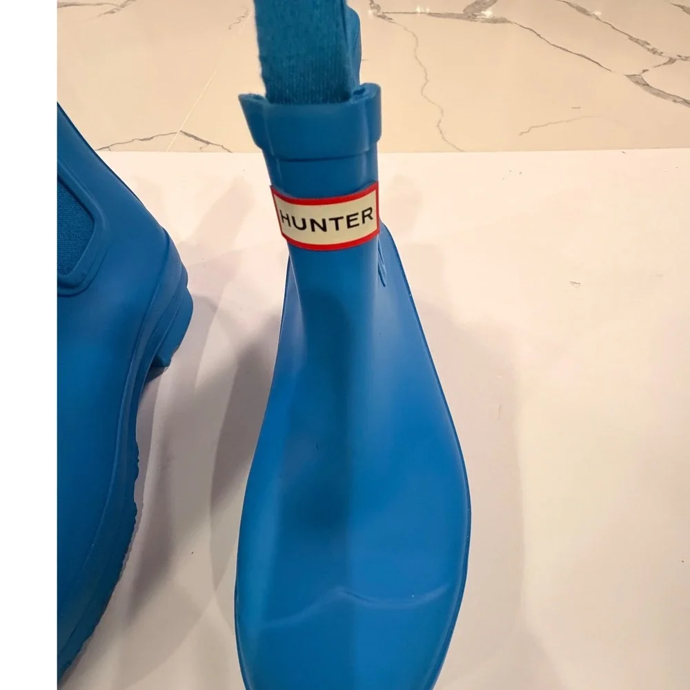 Hunter Original Chelsea Blue Rubber Rain Boots Waterproof Womens 5 Boys 4 EU 36